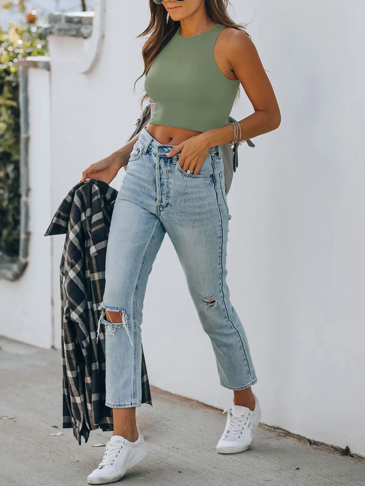 Fashionista’s Dream Crop Top-Olive Green sold by ReoRia product image thumbnail 4