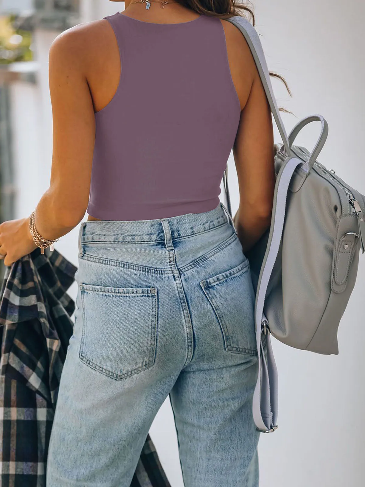Fashionista’s Dream Crop Top-Grey Purple sold by ReoRia product image thumbnail 3