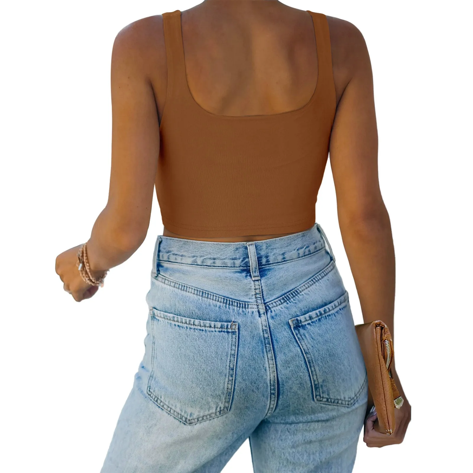 Square Neck Seamless Sleeveless Crop Tops sold by ReoRia product image thumbnail 2