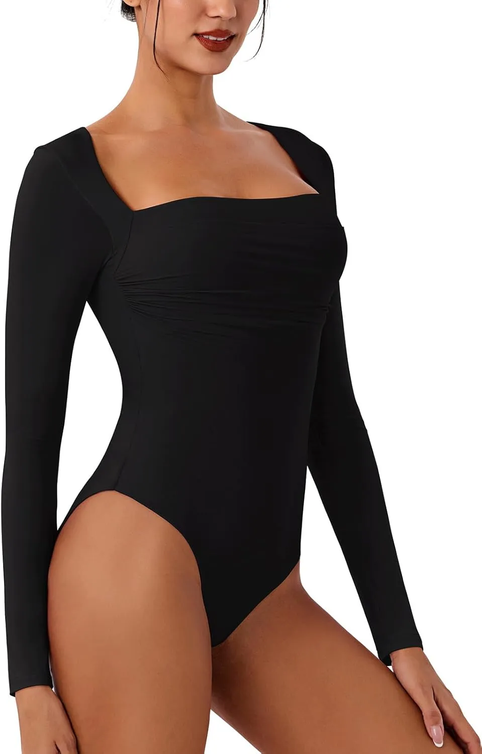 Sculpted Allure Long Sleeve Square Neck Bodysuit sold by ReoRia product image thumbnail 3