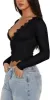 V-Neck Long Sleeve Shirts Trendy Lace Y2K Going Out Crop Top sold by ReoRia