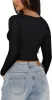 V-Neck Long Sleeve Shirts Trendy Lace Y2K Going Out Crop Top sold by ReoRia