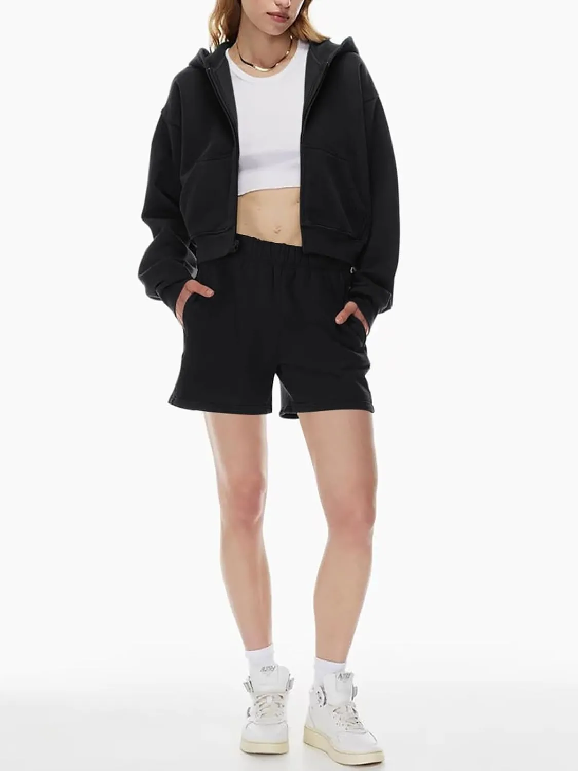 Cozy Zip-Up Hoodie and Shorts Two-Piece Set sold by ReoRia product image thumbnail 5