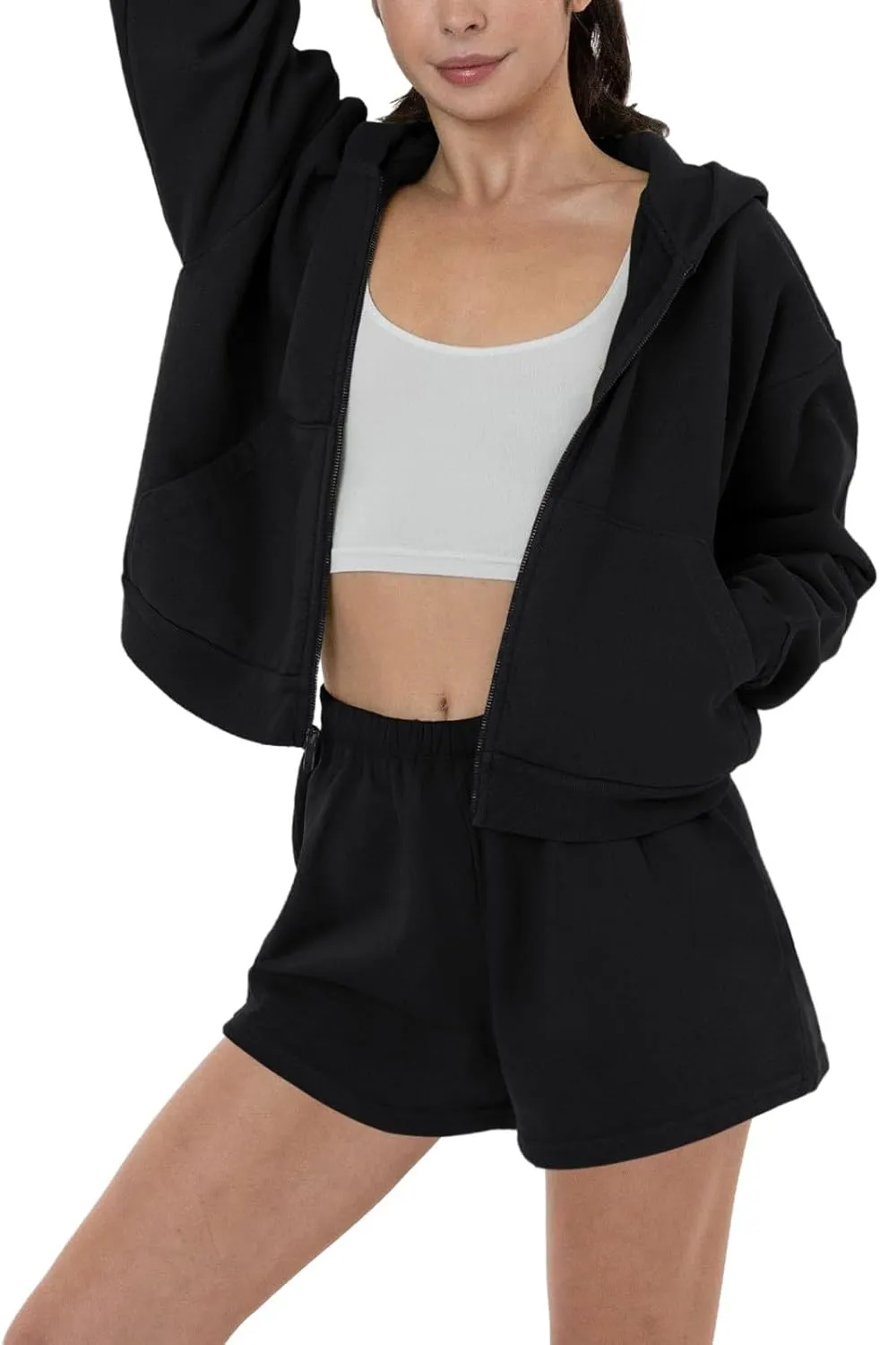 Cozy Zip-Up Hoodie and Shorts Two-Piece Set sold by ReoRia product image thumbnail 3