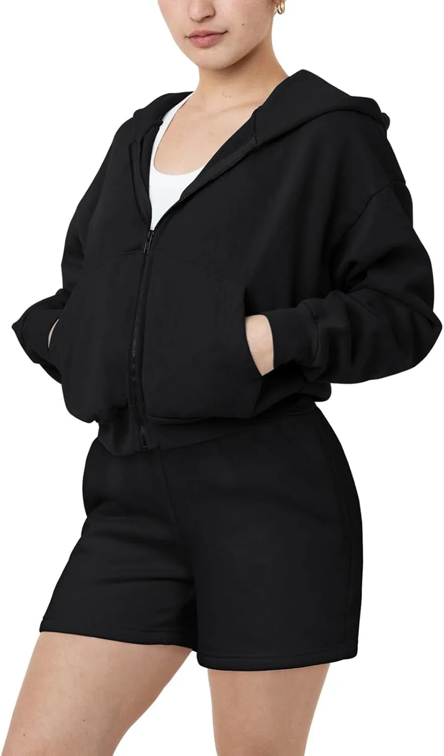 Cozy Zip-Up Hoodie and Shorts Two-Piece Set sold by ReoRia product image thumbnail 4