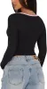 Crisscross Lace V-Neck Slim-Fit Long Sleeve Top sold by ReoRia