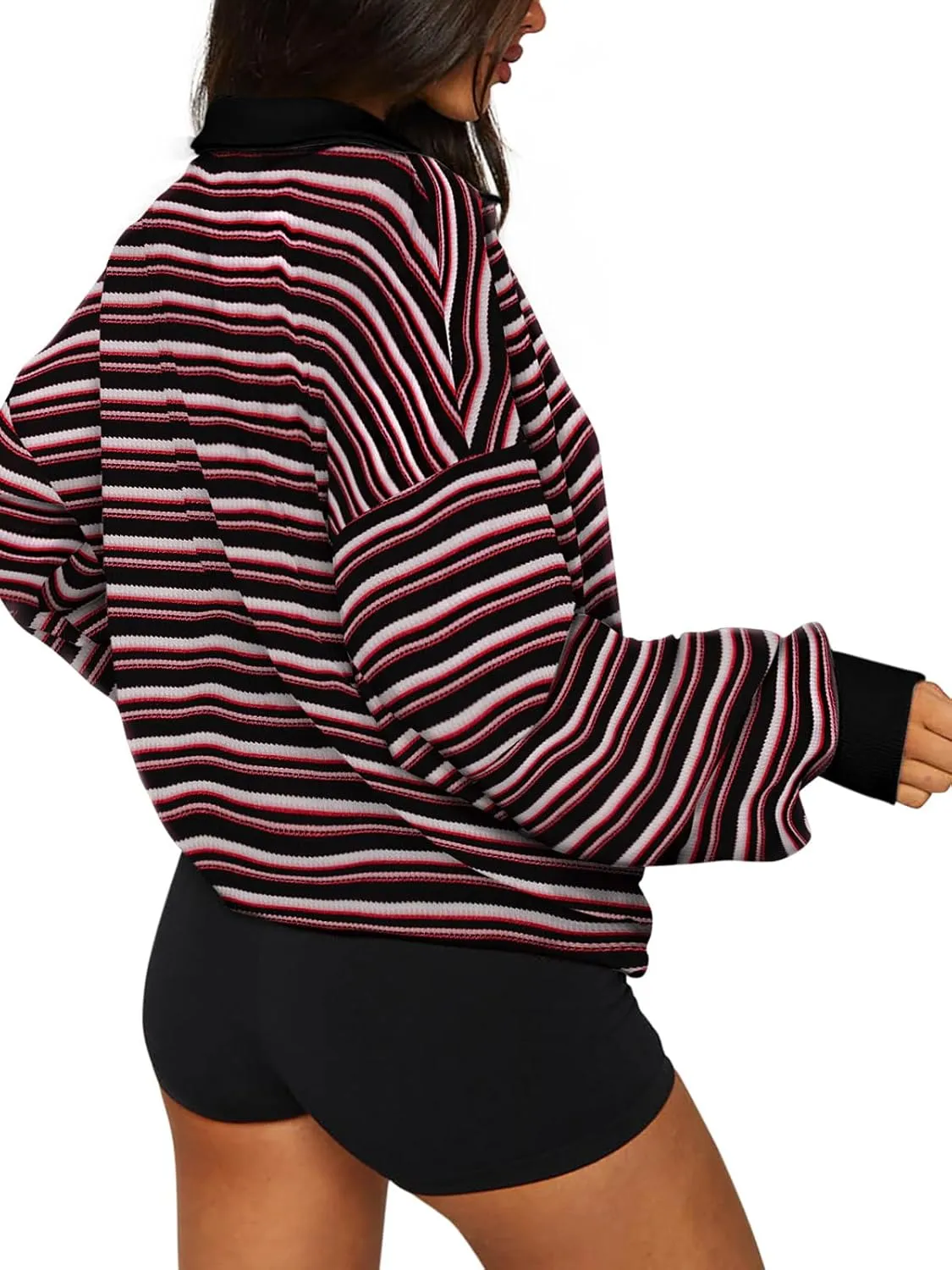 Striped Long Sleeve Pullover Rugby Tops sold by ReoRia product image thumbnail 4