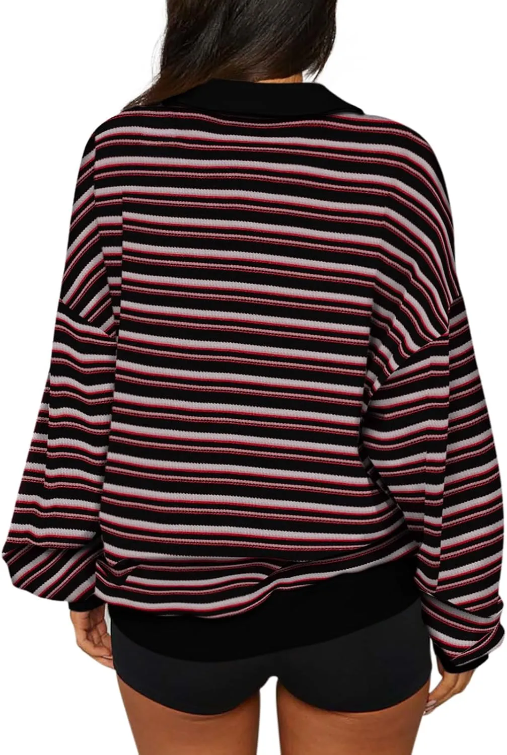 Striped Long Sleeve Pullover Rugby Tops sold by ReoRia product image thumbnail 5