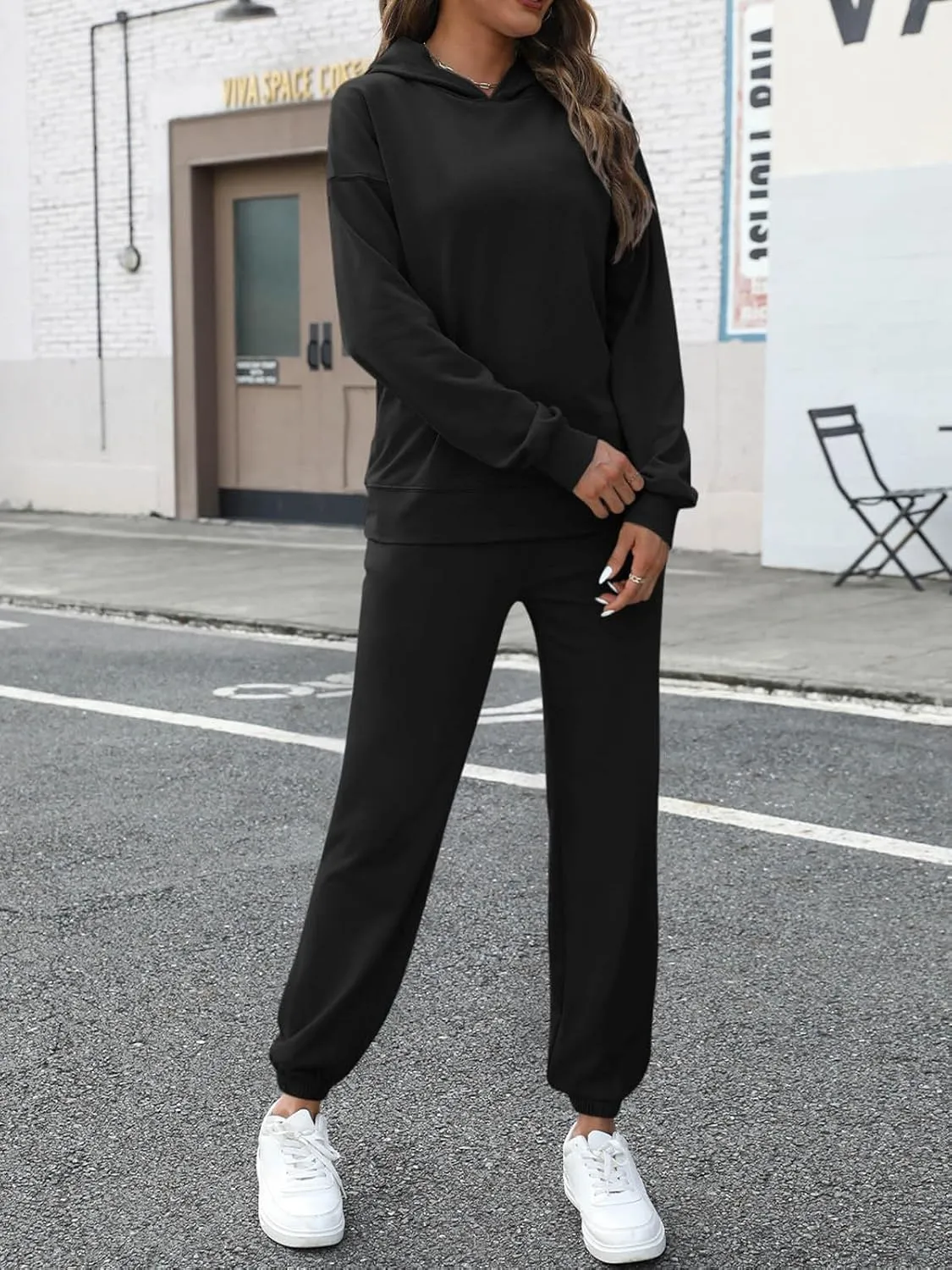 Cotton Tracksuit Set Long Sleeve Two Piece Outfit Solid Color Lounge Wear Sets sold by ReoRia product image thumbnail 4