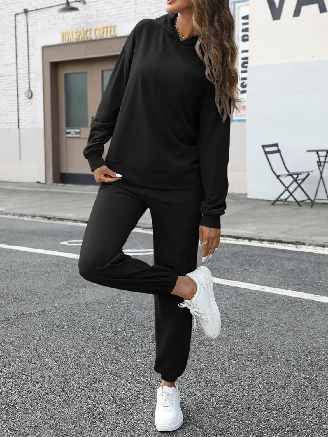 Cotton Tracksuit Set Long Sleeve Two Piece Outfit Solid Color Lounge Wear Sets sold by ReoRia product image thumbnail 5