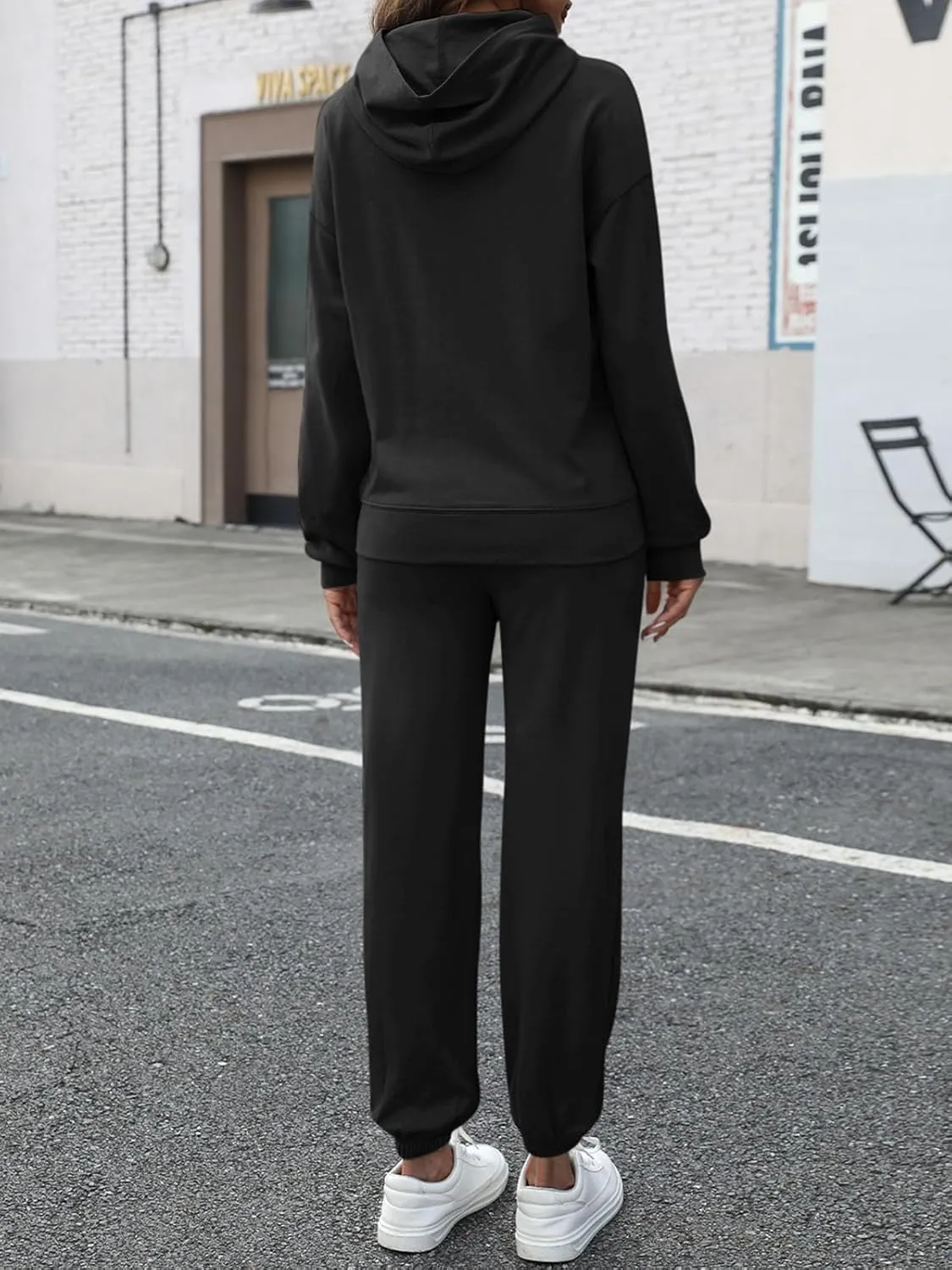 Cotton Tracksuit Set Long Sleeve Two Piece Outfit Solid Color Lounge Wear Sets sold by ReoRia product image thumbnail 3