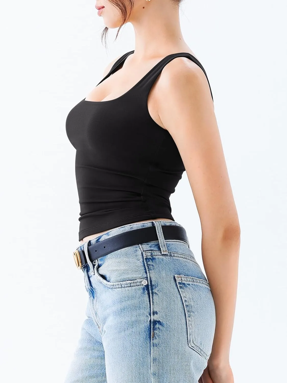 Square Neck Tank Top Double Lined Basic Crop Tops sold by ReoRia product image thumbnail 4