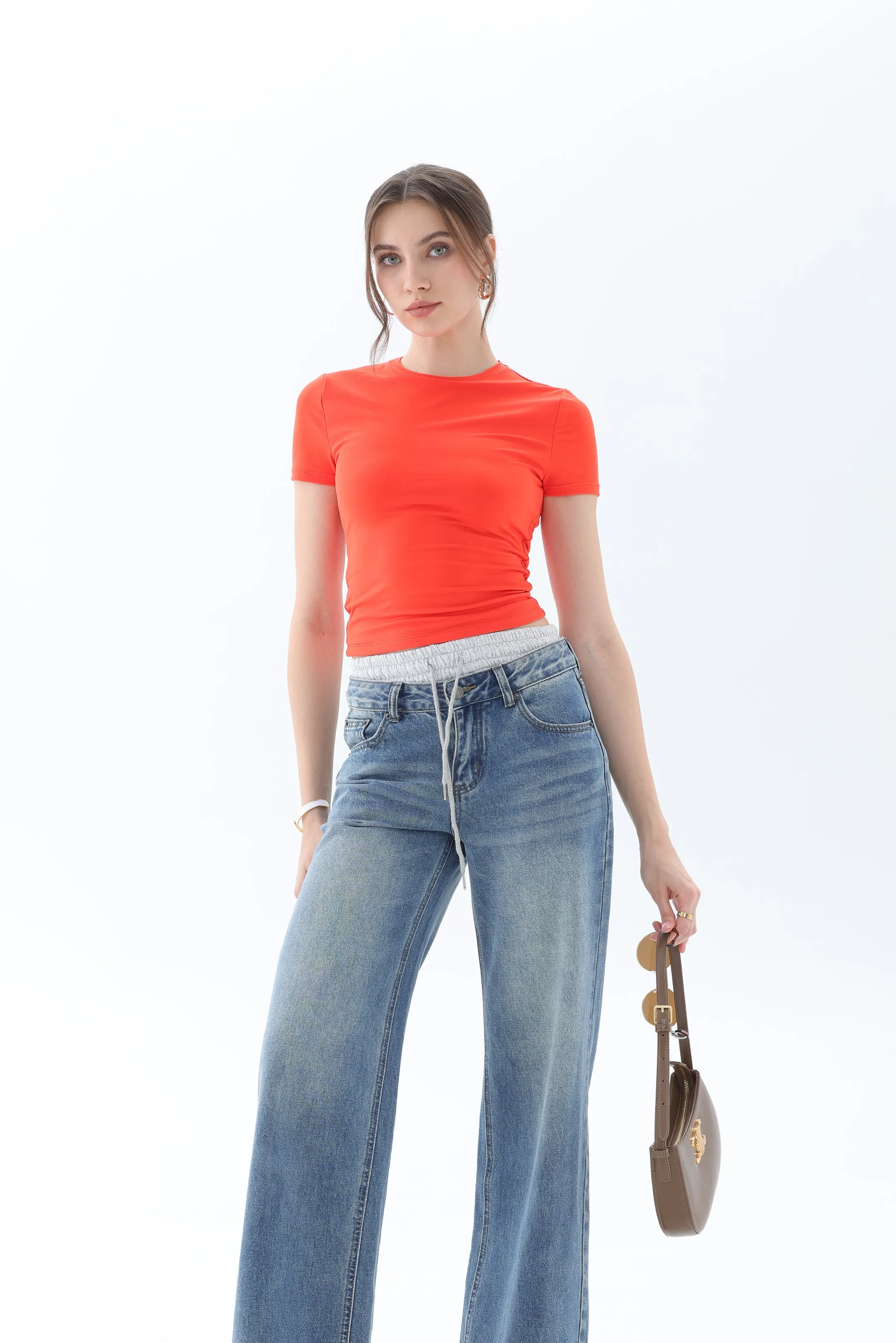 Crew Neck Short Sleeve Tops Double Lined Slim Fit T Shirts sold by ReoRia