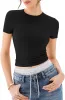 Crew Neck Short Sleeve Tops Double Lined Slim Fit T Shirts sold by ReoRia