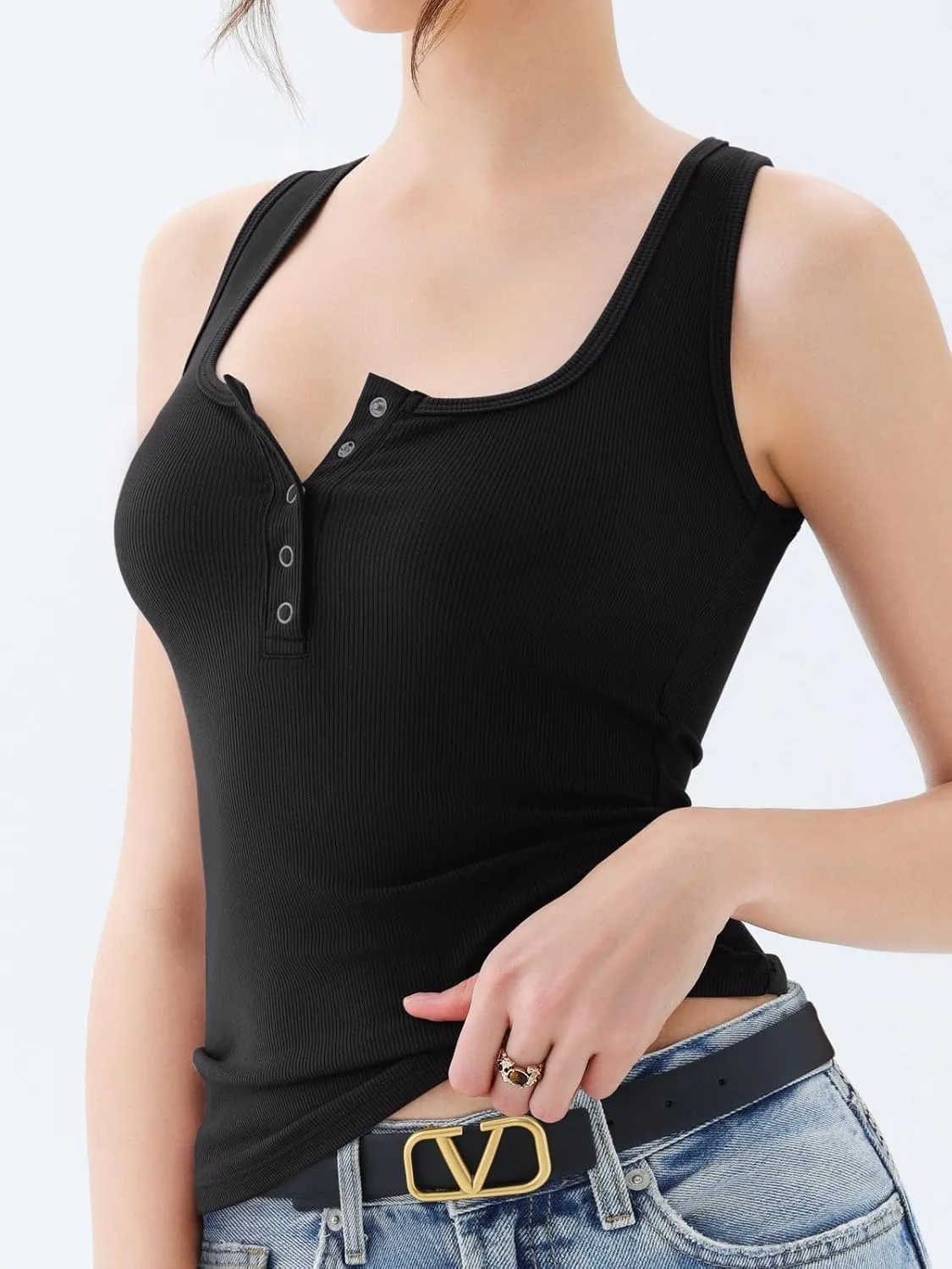 Summer Stretch Slim Round Neck Sleeveless Basic Top sold by ReoRia product image thumbnail 3