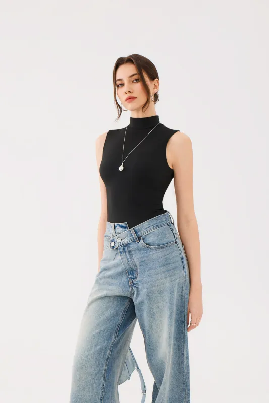High Neck Sleeveless Mock Turtleneck Bodysuit sold by ReoRia