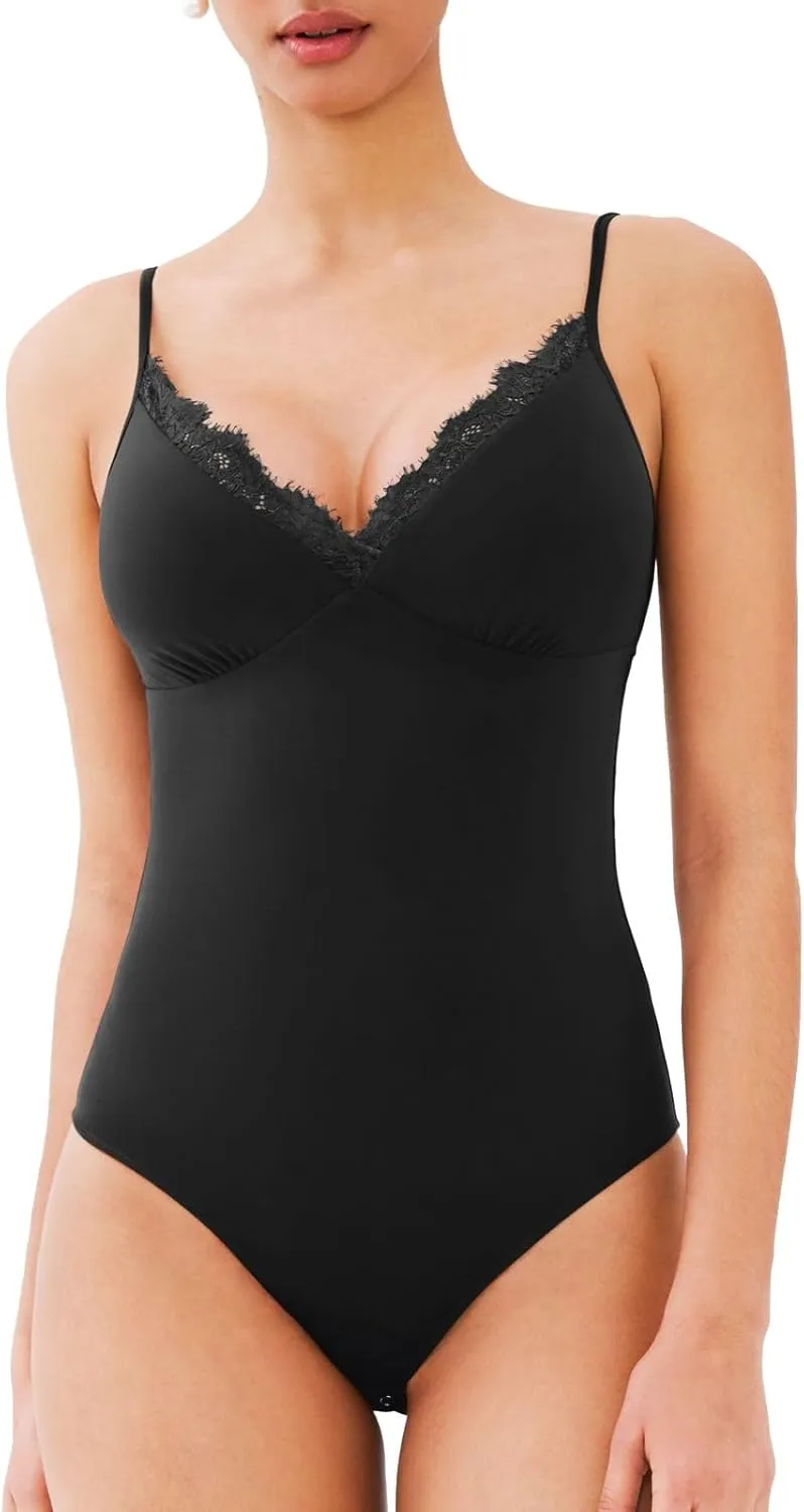 Lace Trim V-Neck Bodysuit sold by ReoRia product image thumbnail 2