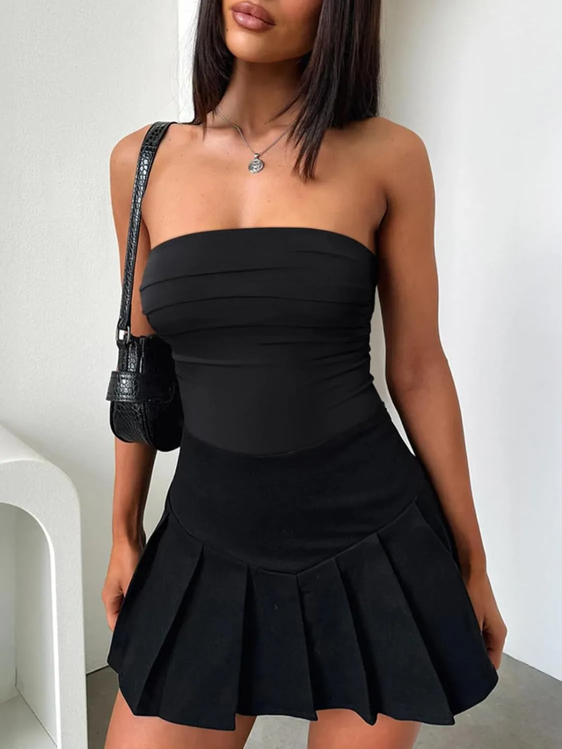 Strapless Ruched Tube Bodysuit sold by ReoRia product image thumbnail 5