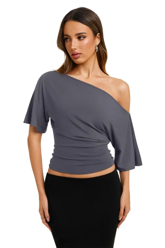 Dolman Sleeve Banded Cinched Waist Tee Shirts made by ReoRia