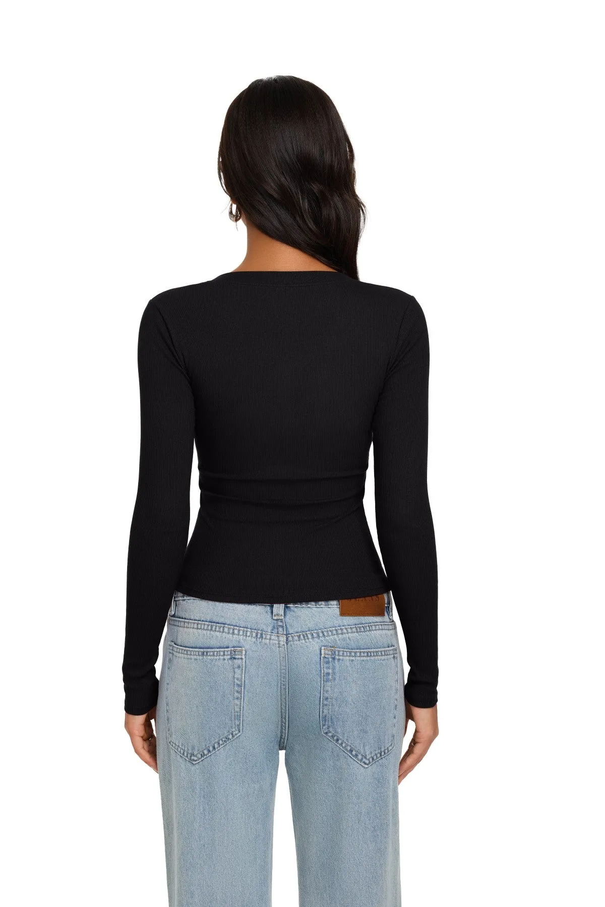 Long Sleeve Henley Shirt Button Ribbed Knit Top sold by ReoRia product image thumbnail 3