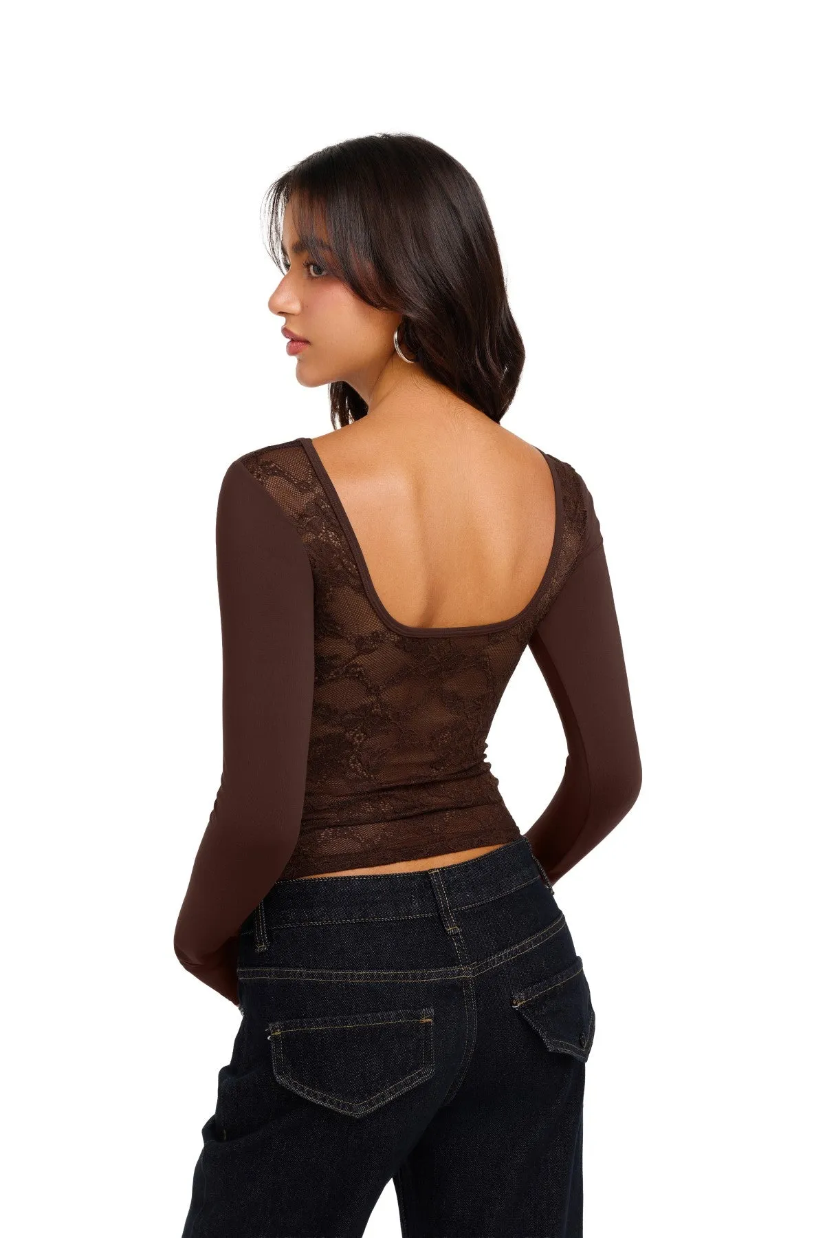 Double Lined Slim Fit Lace Back Crop Top sold by ReoRia product image thumbnail 3
