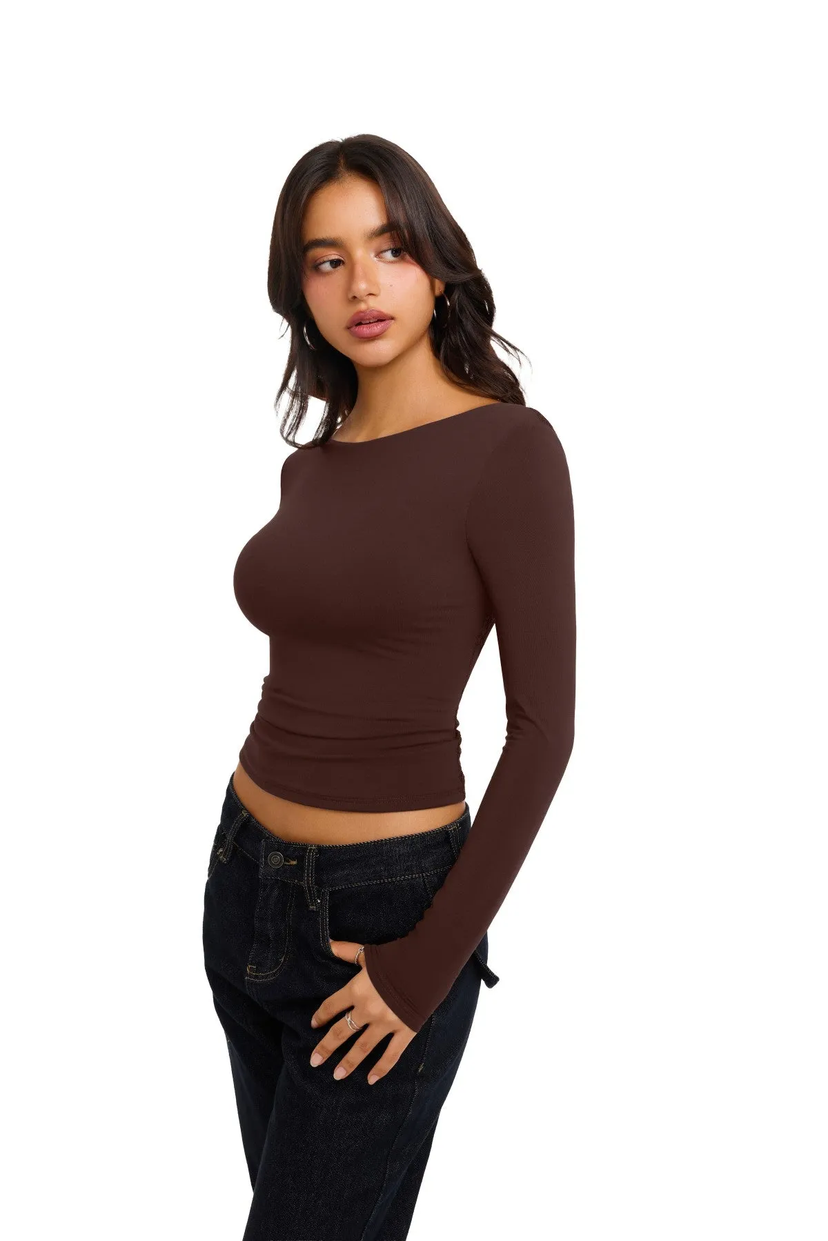 Double Lined Slim Fit Lace Back Crop Top sold by ReoRia product image thumbnail 2