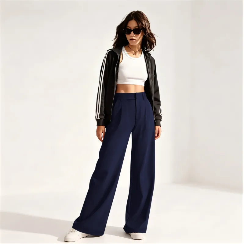REORIA Women's High Waisted Wide Leg Work Pants with Pockets made by ReoRia