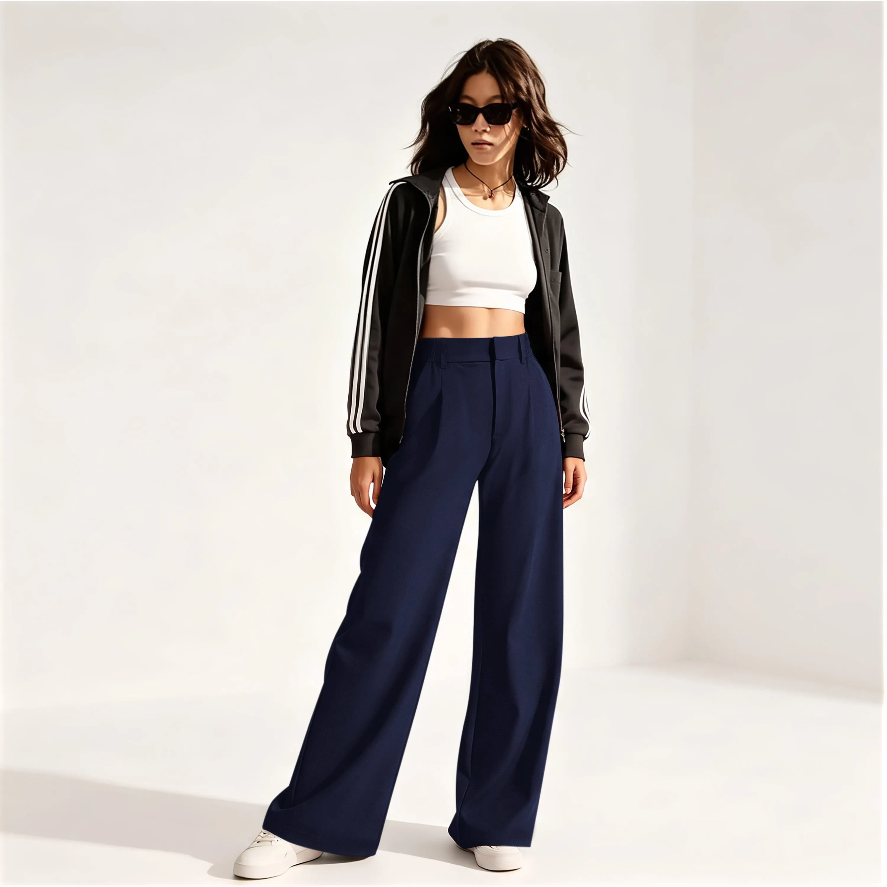 REORIA Women's High Waisted Wide Leg Work Pants with Pockets sold by ReoRia