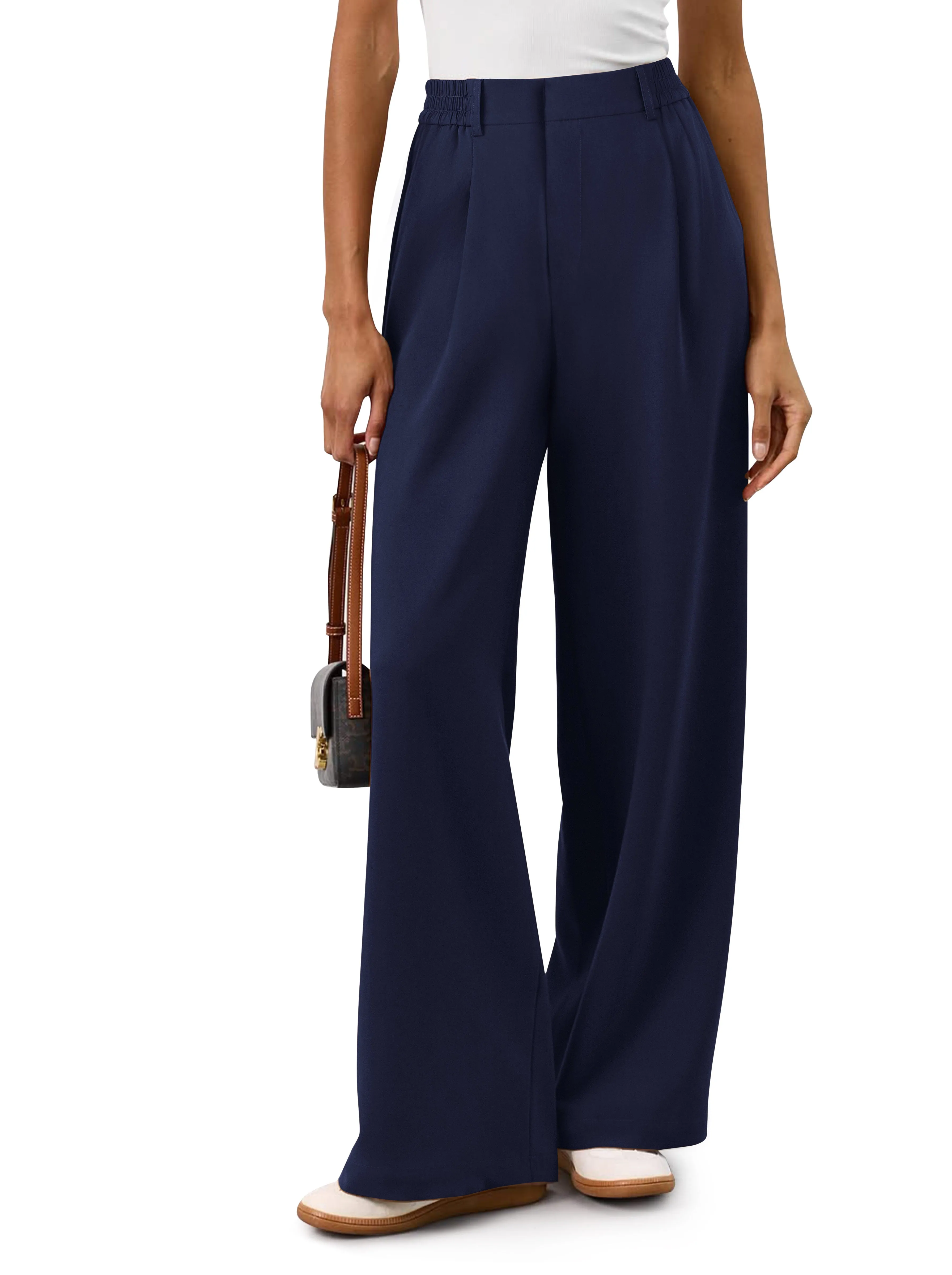 REORIA Women's High Waisted Wide Leg Work Pants with Pockets sold by ReoRia product image thumbnail 2
