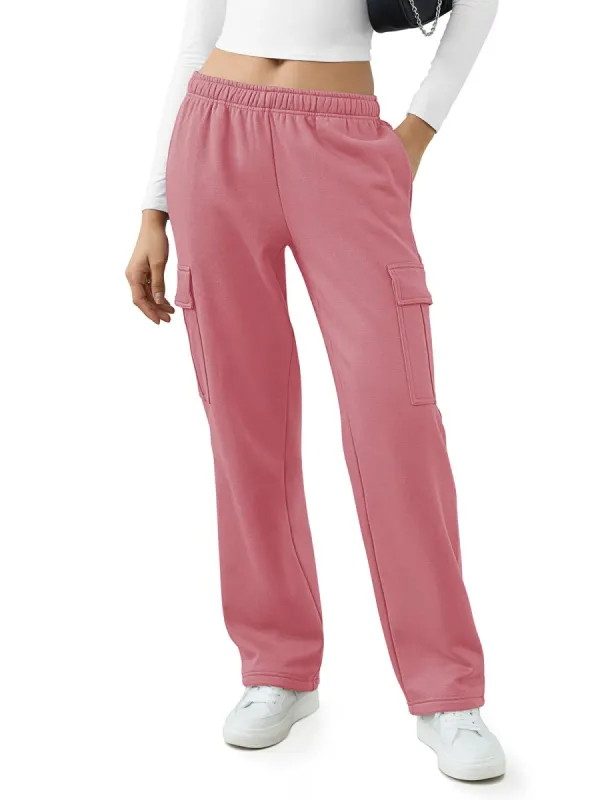 Fleece Lined Baggy Wide Leg Cargo Sweatpants Joggers with Pockets sold by ReoRia
