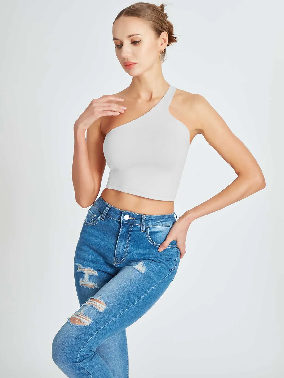 One Shoulder Backless Going Out Trendy Crop Tops sold by ReoRia product image thumbnail 5