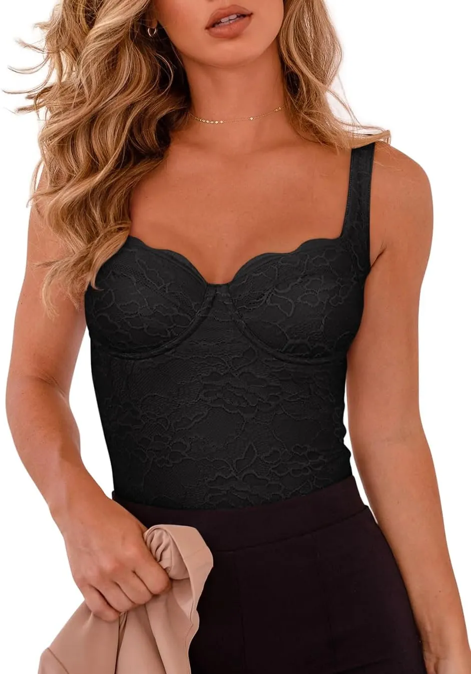 Luminous Charm Lace Bodysuits Tops sold by ReoRia product image thumbnail 2