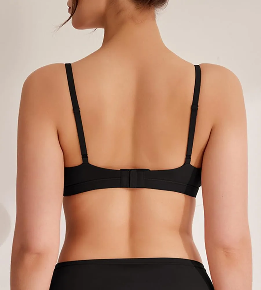 REORIA Women's Triangle V Neck Crossover Wireless No Padded Bralette Ultra Comfortable Soft Smoothing No Underwire Bras sold by ReoRia product image thumbnail 4