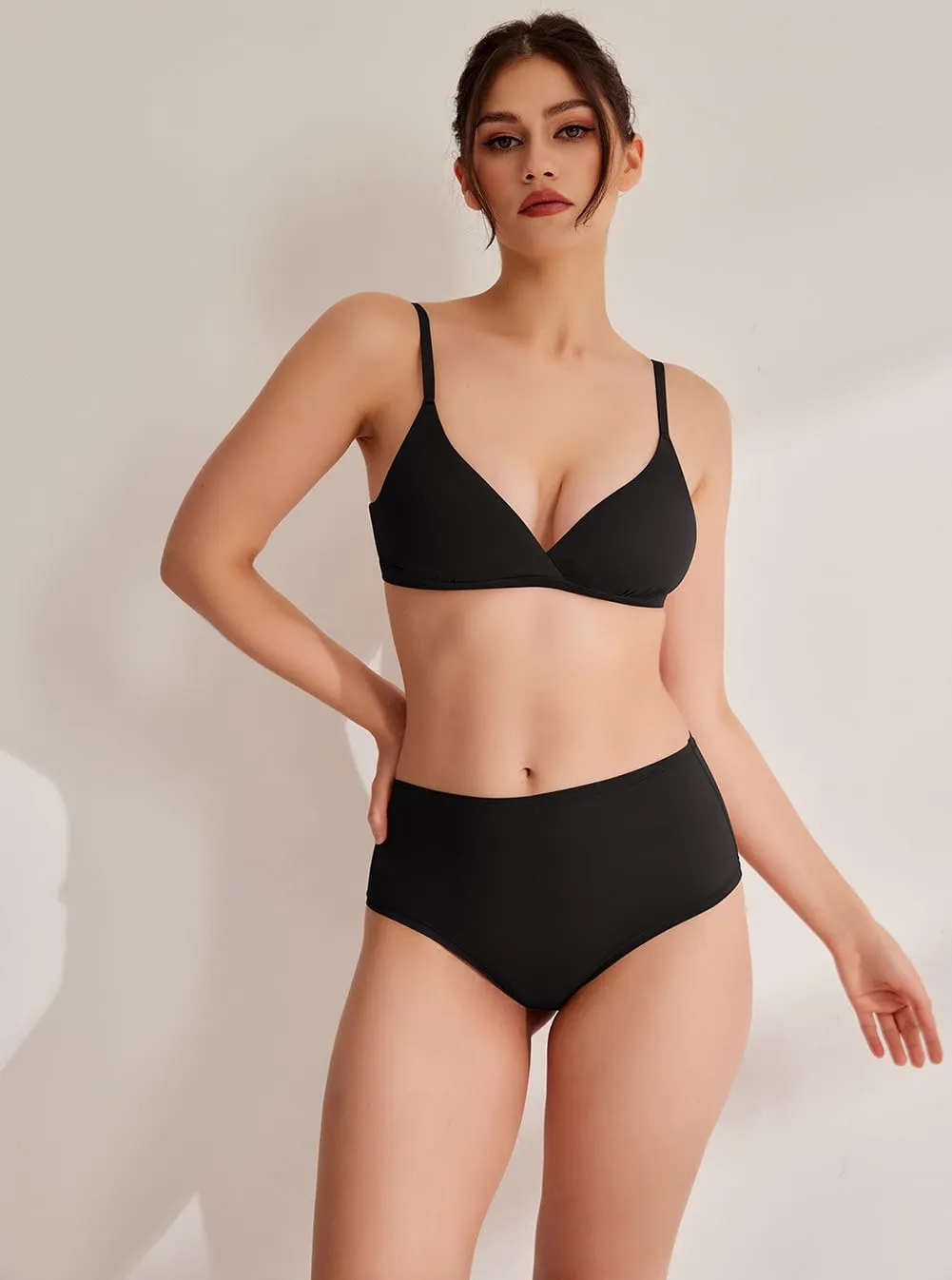 REORIA Women's Triangle V Neck Crossover Wireless No Padded Bralette Ultra Comfortable Soft Smoothing No Underwire Bras sold by ReoRia product image thumbnail 5