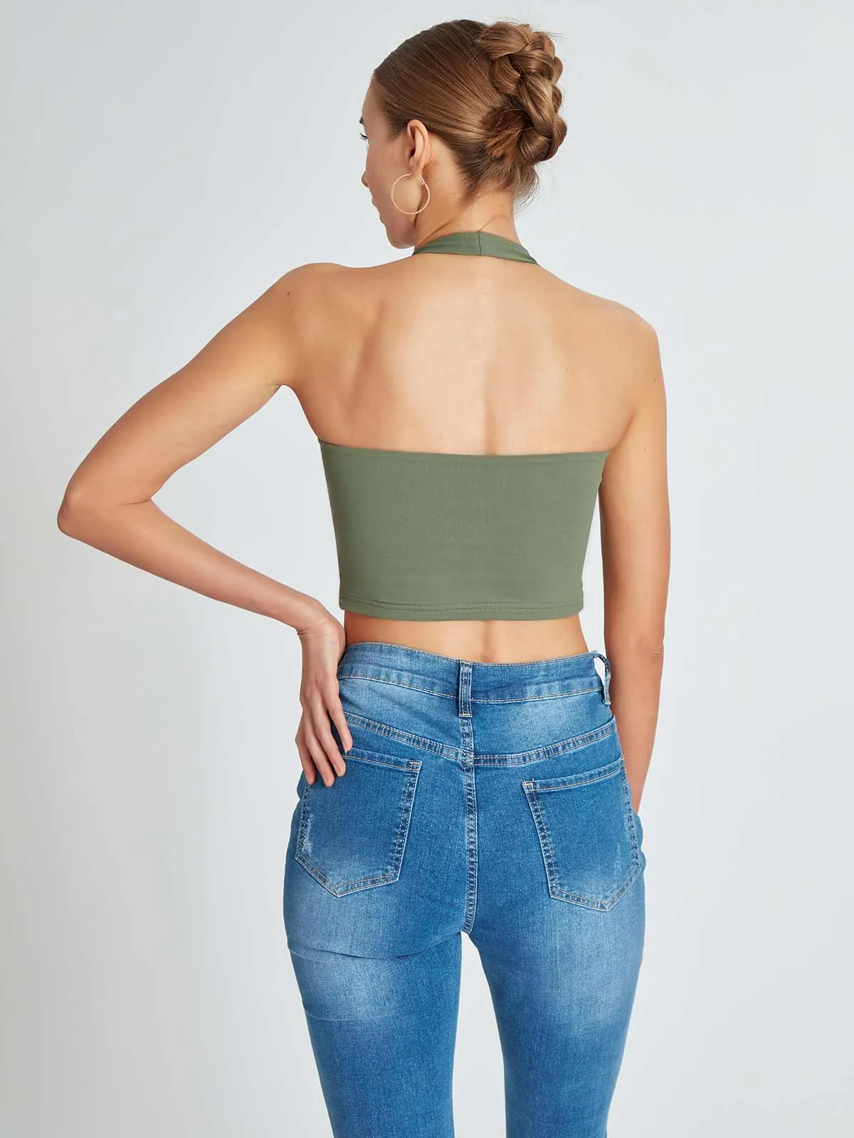 Y2K Halter Neck Seamless Crop Top sold by ReoRia product image thumbnail 3