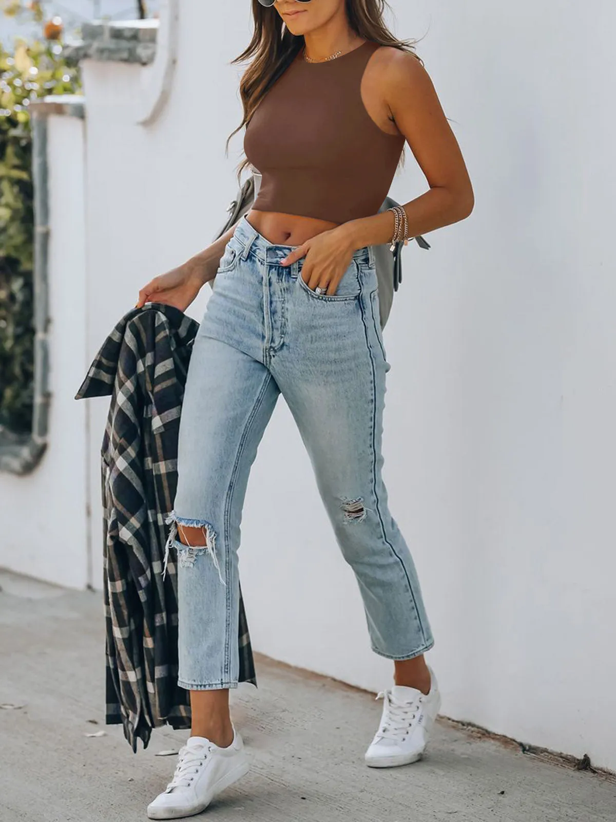 Fashionista’s Dream Crop Top-Coffee sold by ReoRia product image thumbnail 4