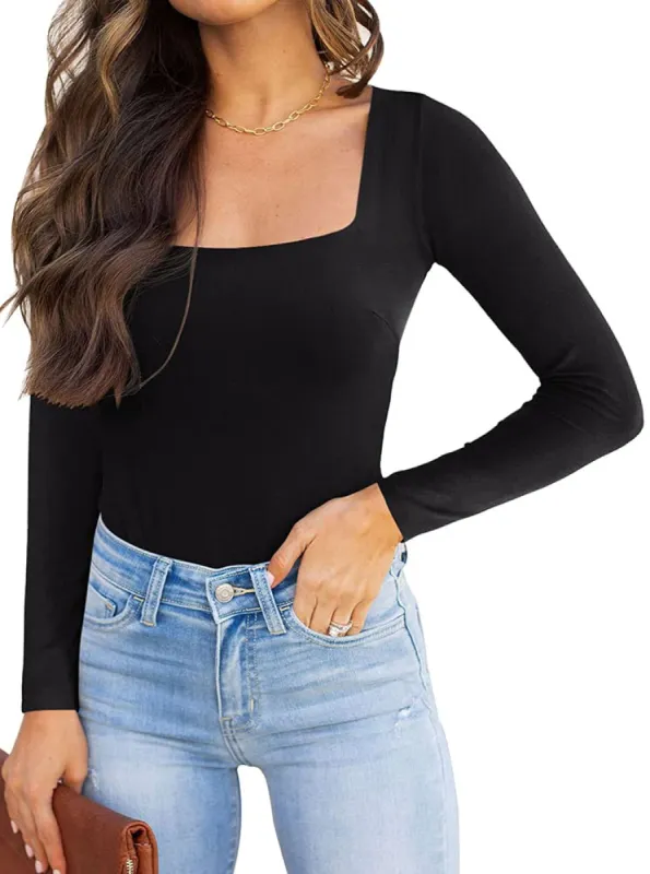 Eternal Allure Square Neck Bodysuit Tops sold by ReoRia