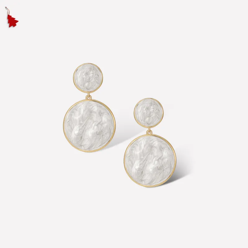 White Enamel Ripple Drop Earrings(Pre-order) sold by Retro Chic