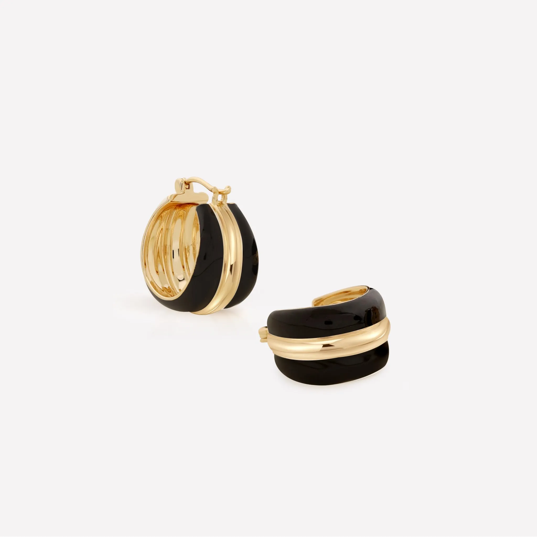Ostuni Black Hoops Earrings sold by Retro Chic product image thumbnail 5
