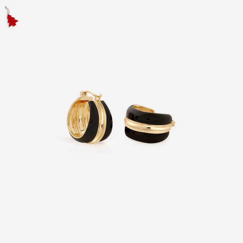 Ostuni Black Hoops Earrings sold by Retro Chic