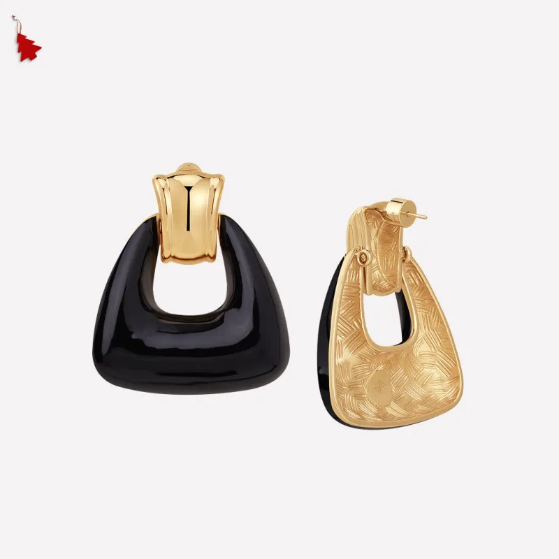 Ostuni Black Earrings/Ear Clip sold by Retro Chic