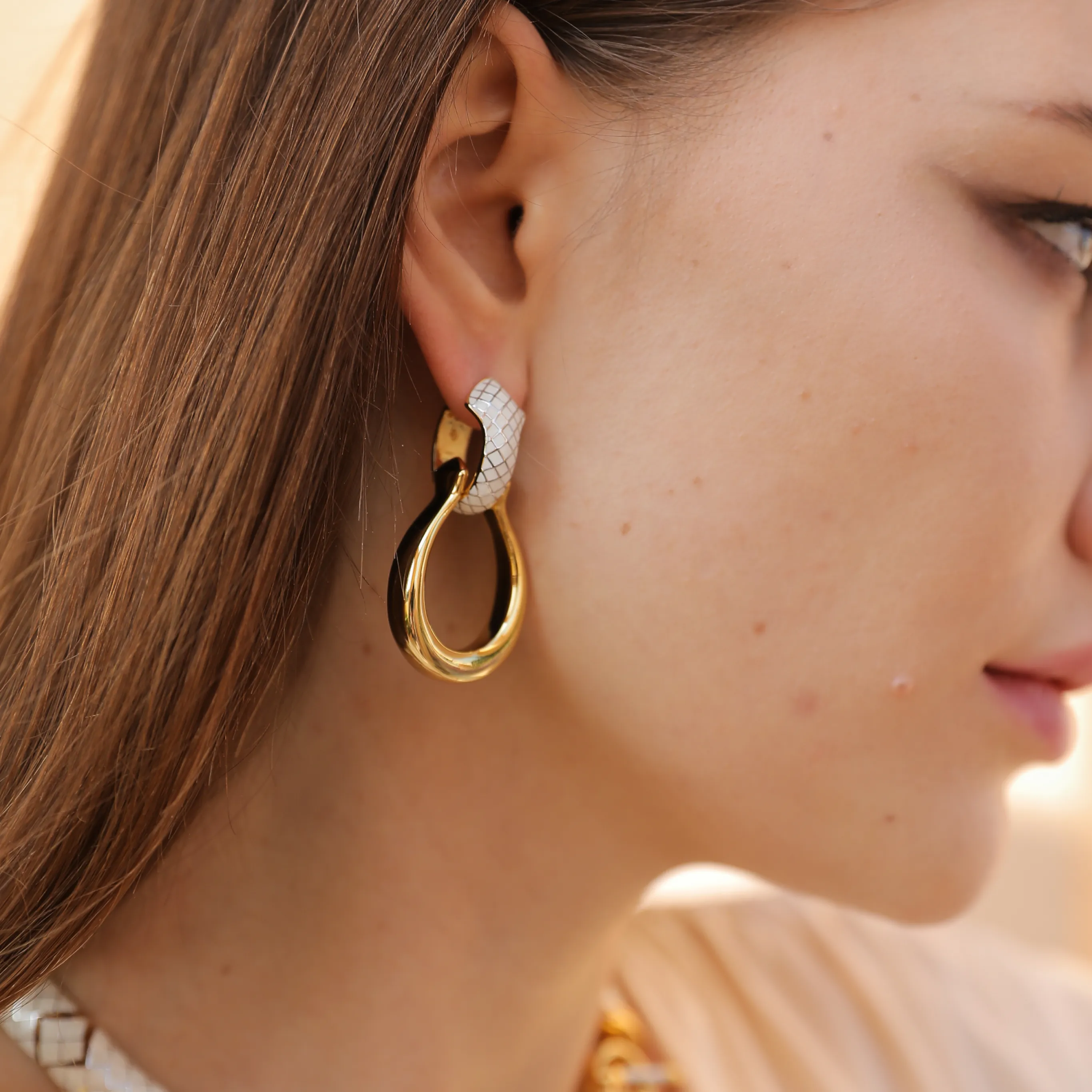 White Uraeus Earrings sold by Retro Chic product image thumbnail 5