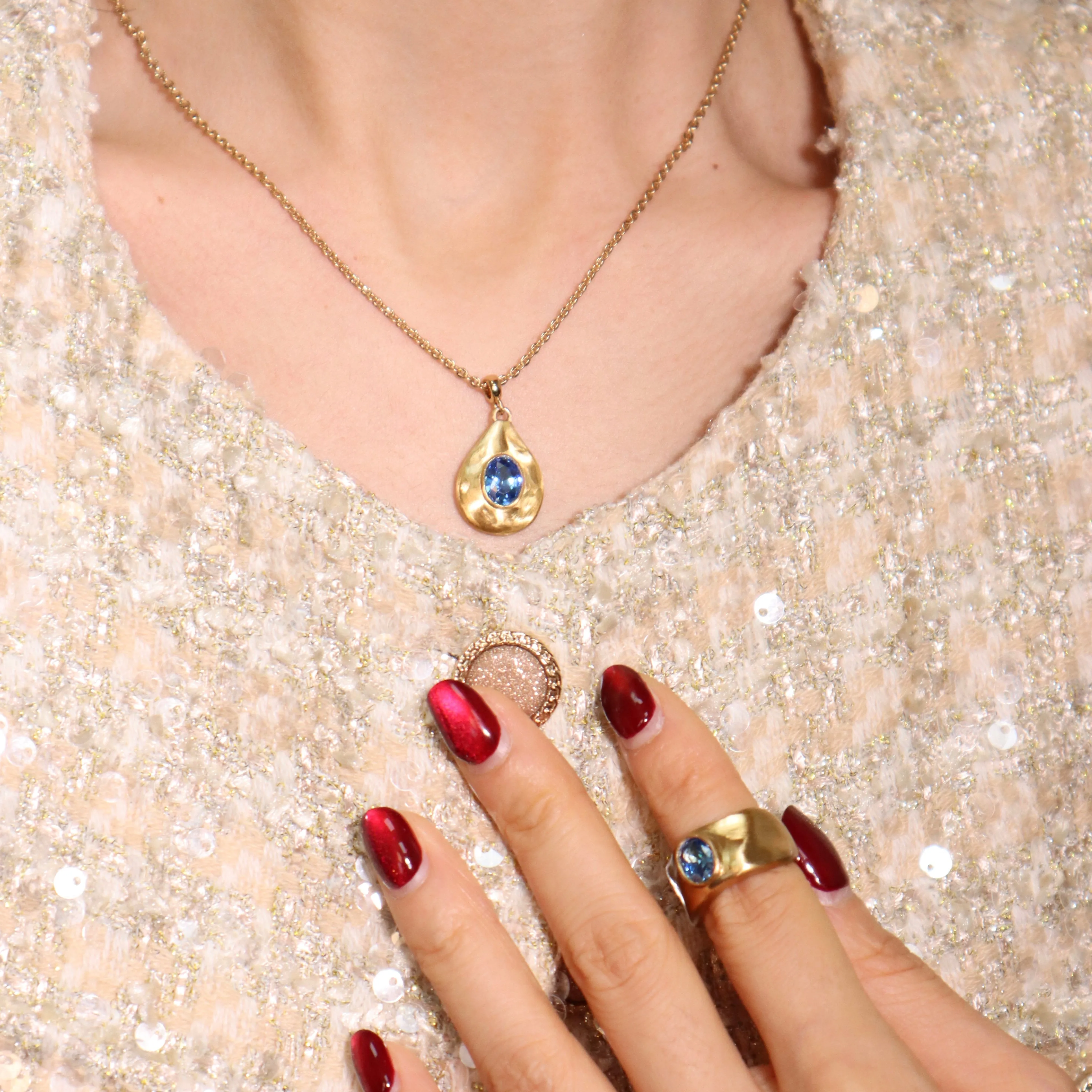 Fig Blue Crystal Necklace sold by Retro Chic product image thumbnail 2