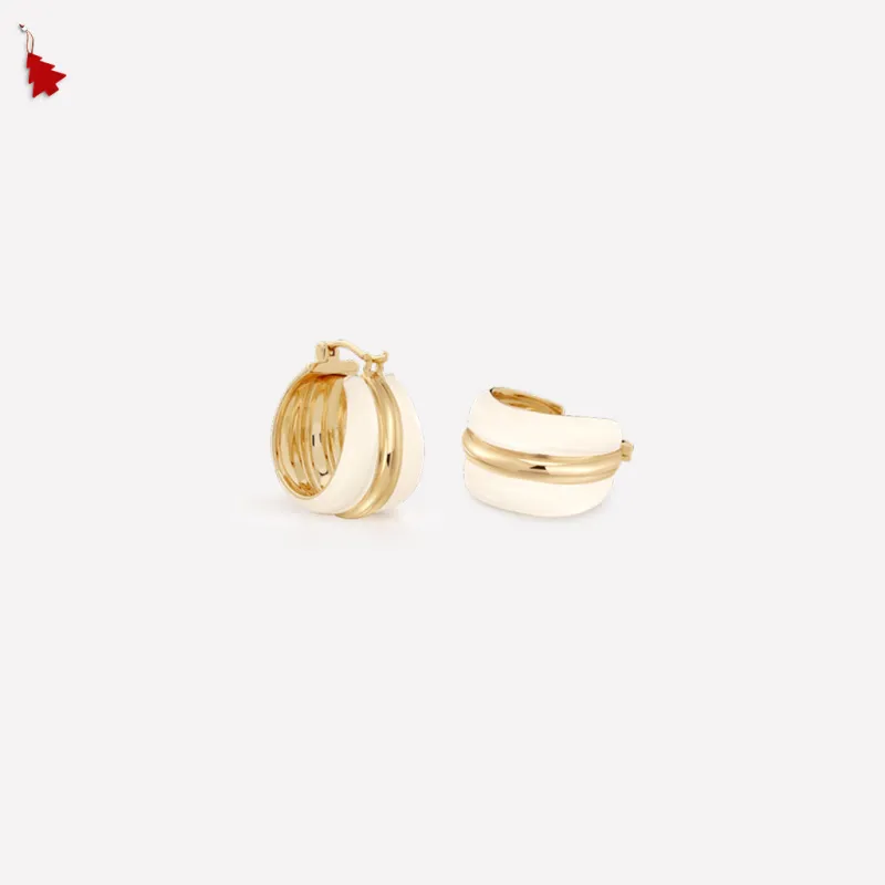 Ostuni White Hoops Earrings sold by Retro Chic