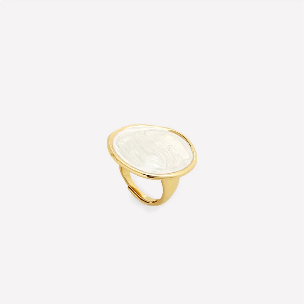 White Enamel Ripple Ring sold by Retro Chic