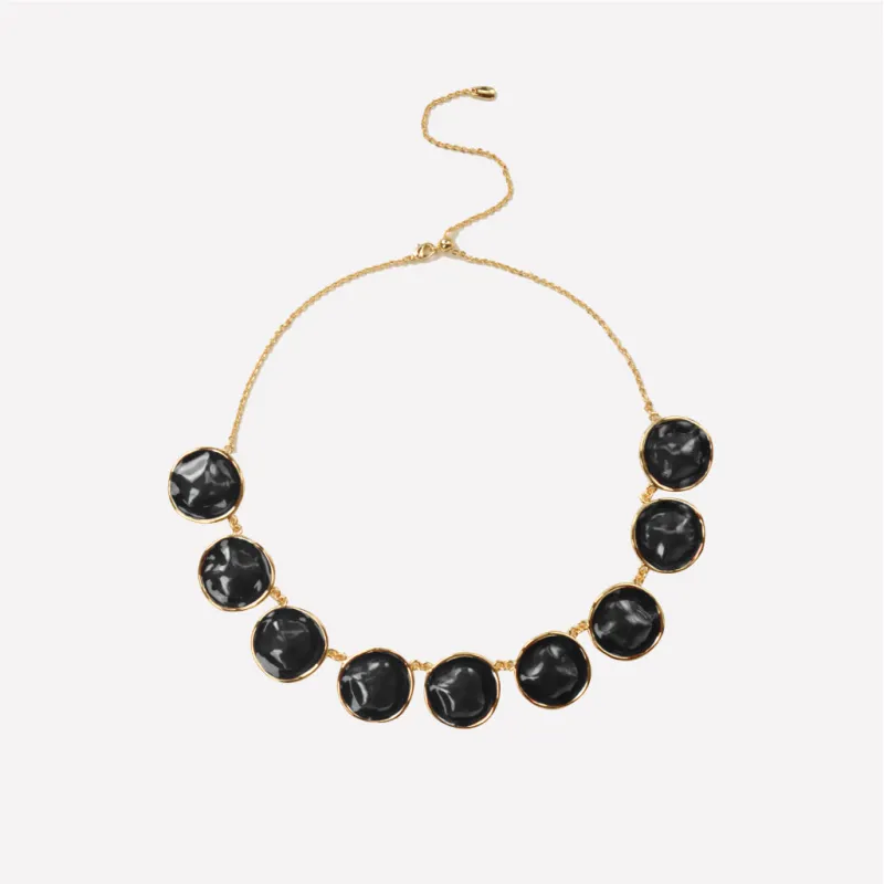 Black Enamel Ripple Necklace sold by Retro Chic