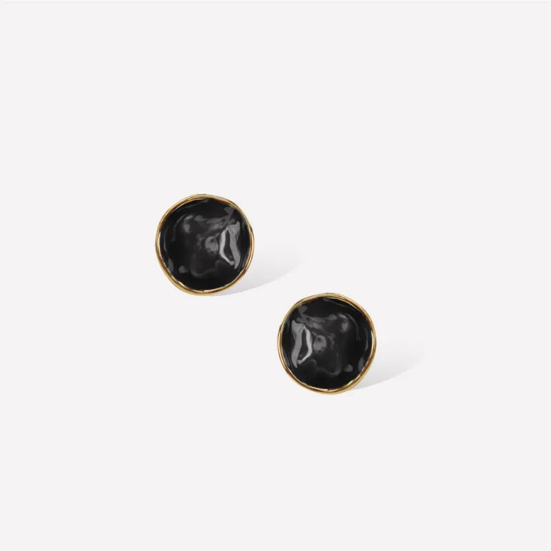 Black Enamel Ripple Earrings sold by Retro Chic