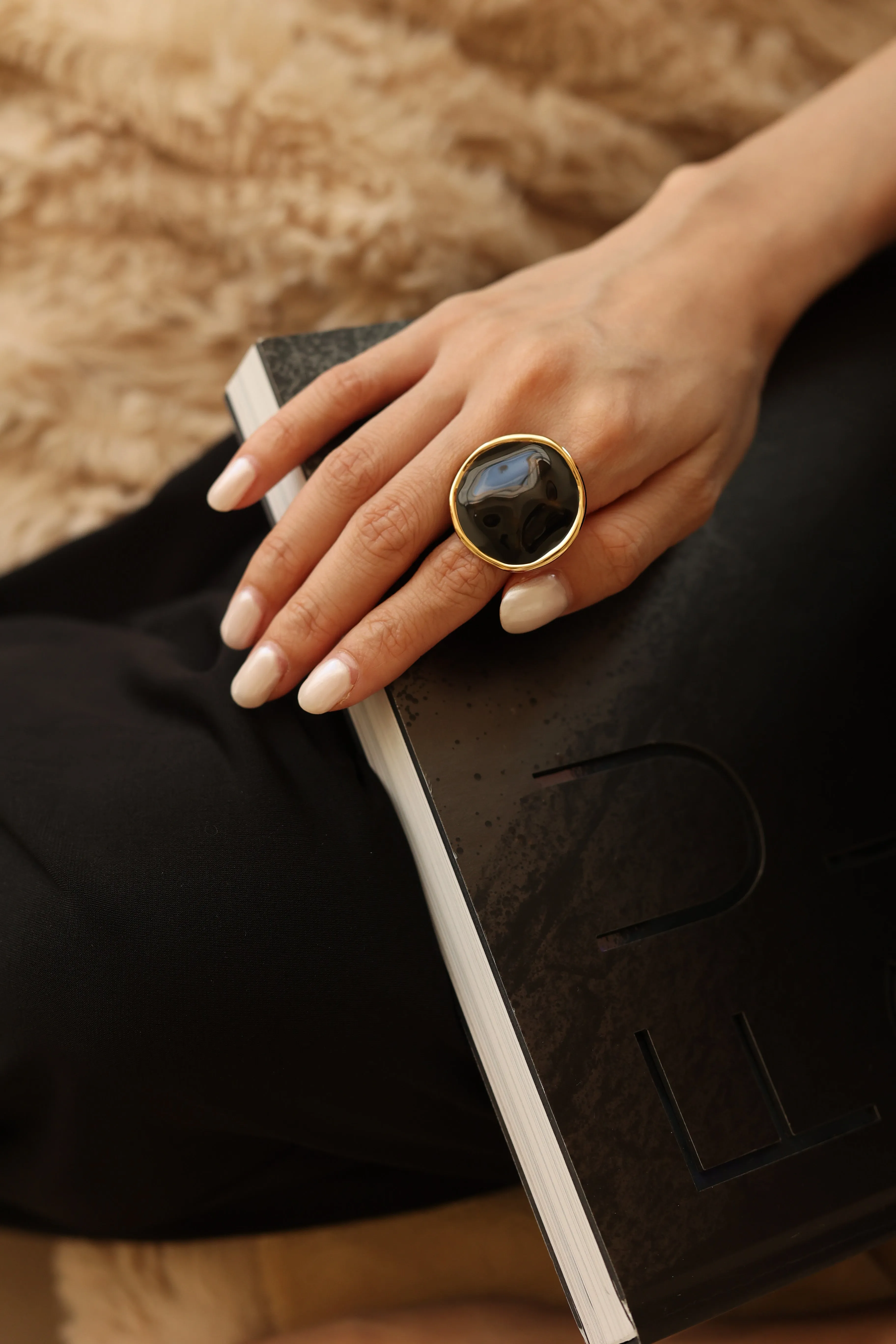 Black Enamel Ripple Ring sold by Retro Chic product image thumbnail 2