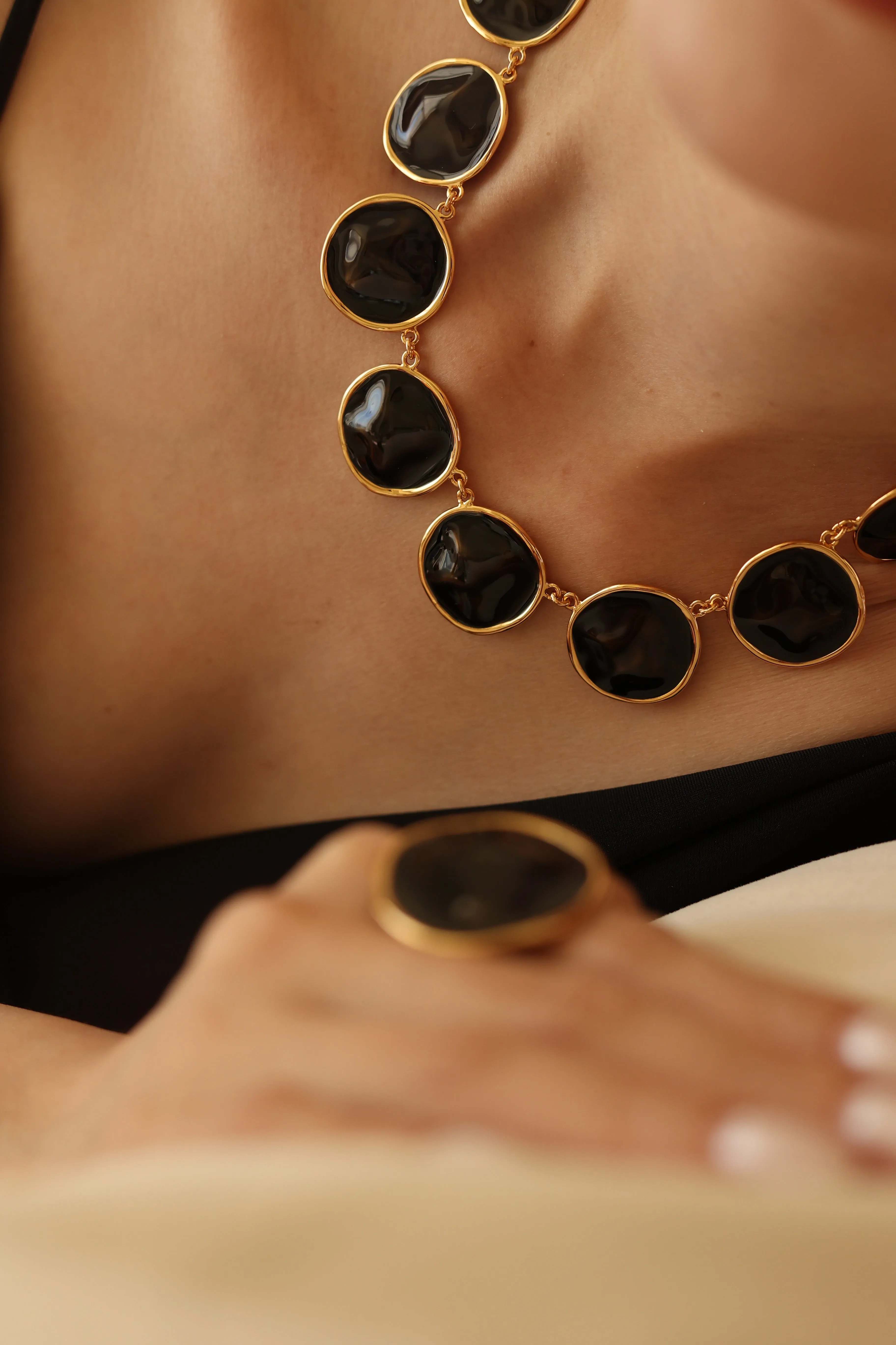 Black Enamel Ripple Ring sold by Retro Chic product image thumbnail 4
