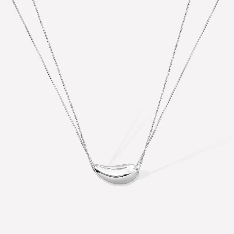 Drop Necklace - White Gold Plated sold by Retro Chic